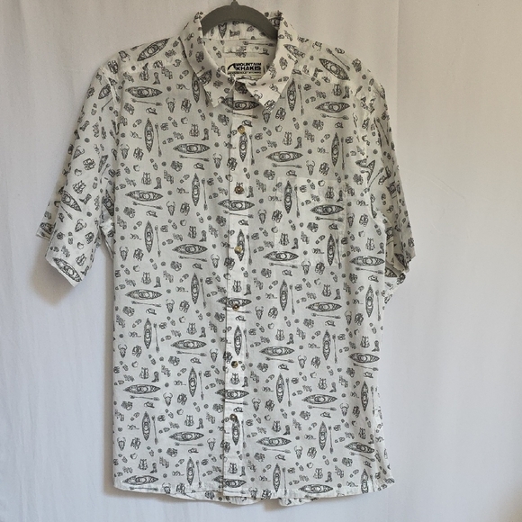 Mountain Khakis Other - Mountain Khakis White & Gray Relaxed Fit Mens Cotton Shirt.  Size Medium